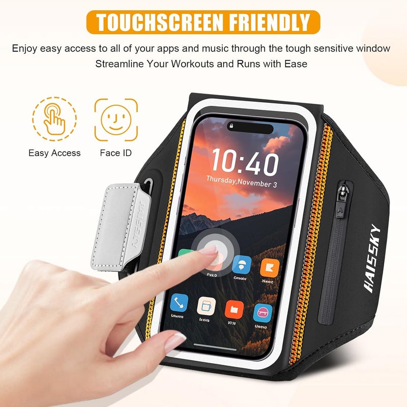 Kebrela Running Armband for iPhone 15/14/13 Pro/Plus & Galaxy S20/S10, 3D Design Cell Phone Armband with Earphone Pouch Card Slot & Key Pockets, Water Resistant Sports Phone Holder Up to 6.9" Devices - Image 4